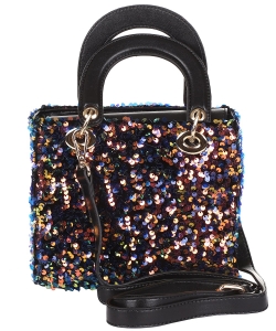 Sequined Satchel Handbag 6291 BLUE